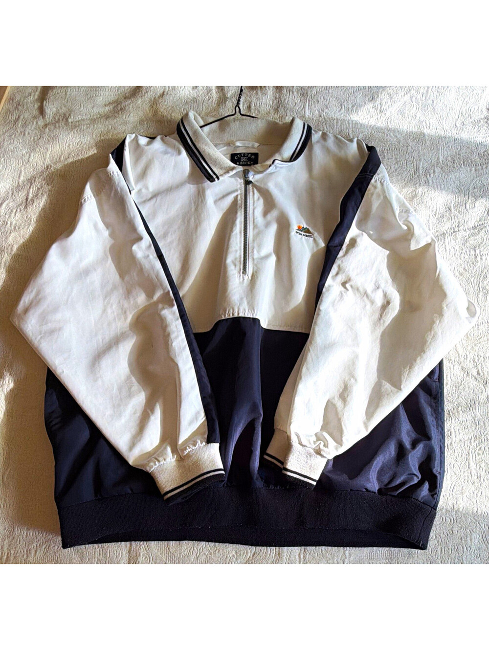 Cutter & Buck ClimaGuard Men's M White/Black Colorblock Half-Zip Windbreaker